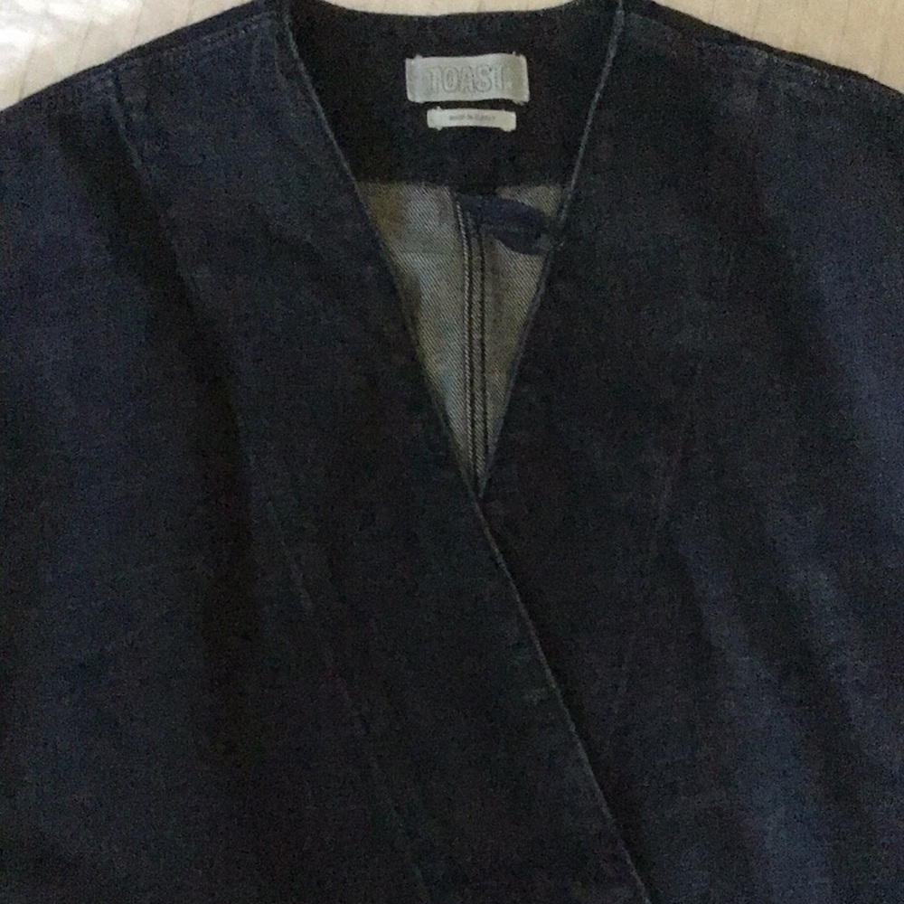 TOAST Collarless, heavy denim jacket, 100% Cotton, Indigo Blue, Size L - Picture 8 of 8
